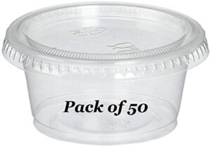 reditainer - plastic disposable portion cups - jello shot cup - the perfect souffle cup (2 ounce, package of 50 cups with lids)