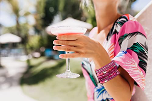 SPUNKYsoul Handmade Bohemian Coil in Shocking Hot Pink and Silver Bracelet for Women Collection