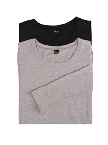 felina | key item long sleeve crew neck tee | cotton & modal | 2-pack (black heather gray, large)