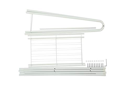 Home-Like 2-Tier Garment Rack, Metal Clothes Rack, Storage Clothing Rack with Single Hanging Rail and 2 Shelf for Bedroom Entryway Launary L23.7"xW13.19"x H62.99" White