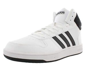 adidas men's hoops 2.0 mid basketball shoe, white/black/black, 8 m us