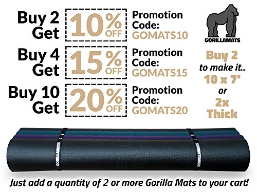 Gorilla Mats Premium Large Yoga Mat – 7' x 5' x 8mm Extra Thick & Ultra Comfortable, Non-Toxic, Non-Slip Barefoot Exercise Mat – Works Great on Any Floor for Stretching, Cardio or Home Workouts