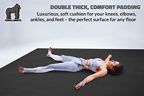 Gorilla Mats Premium Large Yoga Mat – 7' x 5' x 8mm Extra Thick & Ultra Comfortable, Non-Toxic, Non-Slip Barefoot Exercise Mat – Works Great on Any Floor for Stretching, Cardio or Home Workouts