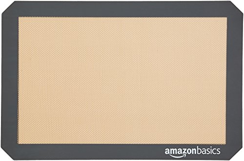 Amazon Basics Silicone, Non-Stick, Food Safe Baking Mat, Pack of 3, Beige/Gray, Rectangular, 16.5" x 11.62"