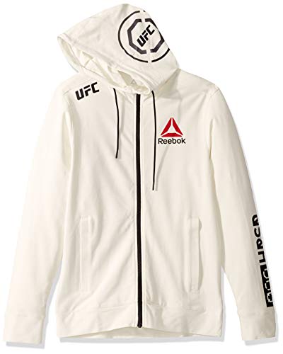 UFC Reebok Men's Walkout Hoodie, Chalk/Black, Large