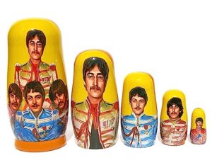 great russian gifts the beatles group collectible memorbilia 5 piece stacking nesting doll set 5.75 inches tall