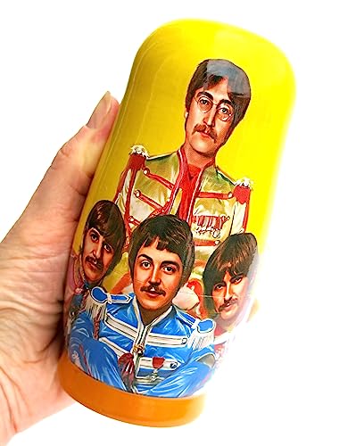 Great Russian Gifts The Beatles Group Collectible Memorbilia 5 Piece Stacking Nesting Doll Set 5.75 Inches Tall