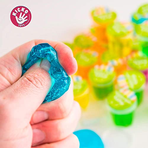 Kicko Mini Putty with Glitter - 48 Pack Assorted Neon Colored Sludge - Silly Putty for Kids - Assorted Educational Relaxation Fidget Toy - Party Favor Glitter Putty for Kids - Mini Slime Bulk