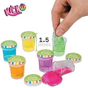 Kicko Mini Putty with Glitter - 48 Pack Assorted Neon Colored Sludge - Silly Putty for Kids - Assorted Educational Relaxation Fidget Toy - Party Favor Glitter Putty for Kids - Mini Slime Bulk