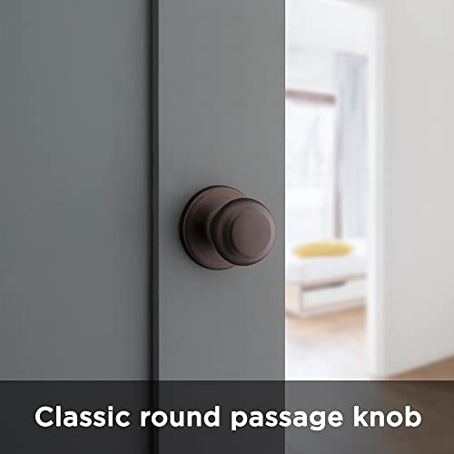 Kwikset Cove Interior Passage Door Knob, Handle For Closet and Hallway Doors, Non-Locking Doorknob, Venetian Bronze