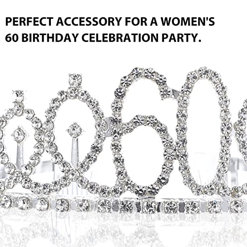 Frcolor Birthday Crowns for Women, Rhinestone Birthday Tiara Happy 60th Birthday Queen Headband with Combs for Mother Grandmother