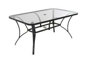 coscoproducts cosco 88646glge paloma patio tempered glass top dining table, gray