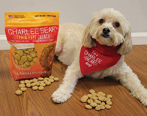 Charlee Bear Crunch Chicken, Pumpkin & Apple Flavor Dog Treat and Snack (3 Pack) 8 oz Each