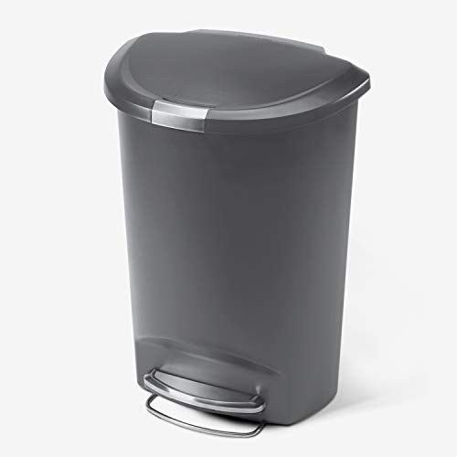 simplehuman 50 litre semi-round step can grey plastic + code P 60 pack liners