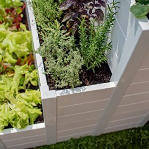 Vita Classic 33 inch x 33 inch Tiered Cascading Keyhole Garden with Composting Basket, White Vinyl, PVC, BPA and Pthalate Free, VT17109