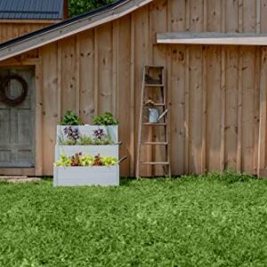 Vita Classic 33 inch x 33 inch Tiered Cascading Keyhole Garden with Composting Basket, White Vinyl, PVC, BPA and Pthalate Free, VT17109