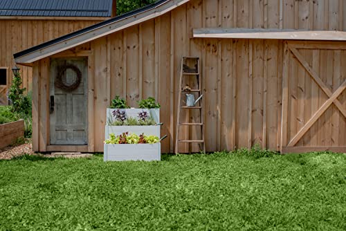 Vita Classic 33 inch x 33 inch Tiered Cascading Keyhole Garden with Composting Basket, White Vinyl, PVC, BPA and Pthalate Free, VT17109