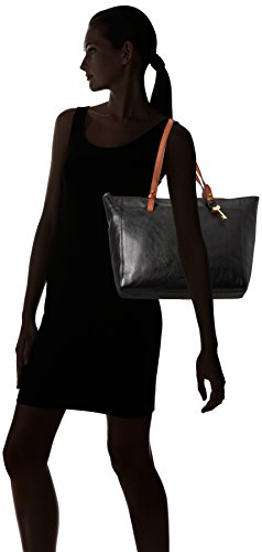 Fossil Women's Rachel Leather Tote Bag Purse Handbag, Black/Brown (Model: ZB7507001)