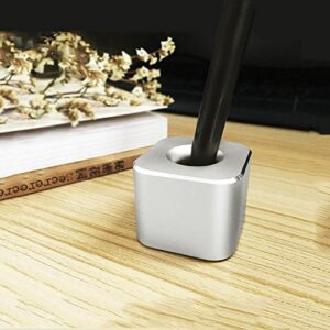 Coideal Silver Pen Stand Holder Aluminum, Mini Toothbrush Stand Base Single Hole for Fountain Pen, Office