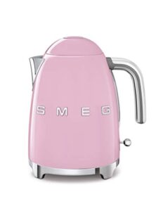 smeg klf03pkus 50's retro style aesthetic electric kettle with embossed logo, pink