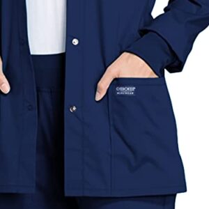 Snap Front Scrub Jackets for Women, Workwear Professionals Soft Stretch WW340, L, Navy