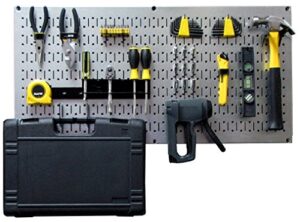 wall control modular pegboard tool organizer system - wall-mounted metal peg board tool storage unit for pegboard tiling (metallic pegboard)