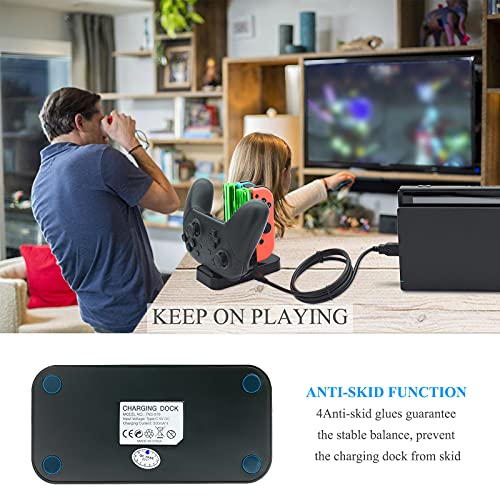 FastSnail USB Controller Charger Compatible with Nintendo Switch & OLED Model for Joycon, Charging Dock Station for Joy con and for Pro Controller with Charger Indicator and Type C Charging Cable