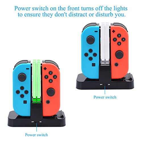 FastSnail USB Controller Charger Compatible with Nintendo Switch & OLED Model for Joycon, Charging Dock Station for Joy con and for Pro Controller with Charger Indicator and Type C Charging Cable
