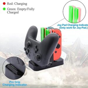 FastSnail USB Controller Charger Compatible with Nintendo Switch & OLED Model for Joycon, Charging Dock Station for Joy con and for Pro Controller with Charger Indicator and Type C Charging Cable