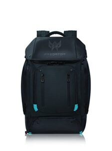 acer predator utility gaming backpack, water resistant and tear proof travel backpack fits and protects up to 17.3" predator gaming laptop, black with teal accents