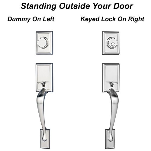 Dynasty Hardware RID-HER-405-15L Ridgecrest Front Door Dummy Handleset, Satin Nickel, with Heritage Lever, Left Hand