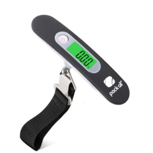 pack all 110 lbs luggage scale, digital handheld luggage scale, baggage scale, travel weight scale for luggage with backlit lcd display, battery included, black