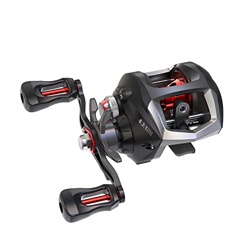 Lixada Fishing Reels Baitcasting Compact Baitcaster Fishing Reel Super Smooth with 27.6LB Carbon Fiber Drag 12+1Ball Bearings 6.3:1 Gear Ratio High Speed Reel for Fishing Saltwater Freshwater