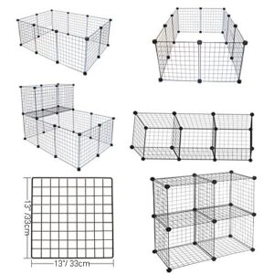 LANGXUN DIY Small Animal, Pet Playpen, Rabbit , Guinea Pig Cages, Puppy, Kitten Playpen | Indoor & Outdoor Portable Metal Wire Yard Fence (16pcs Metal Panels)