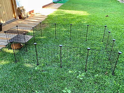 LANGXUN DIY Small Animal, Pet Playpen, Rabbit , Guinea Pig Cages, Puppy, Kitten Playpen | Indoor & Outdoor Portable Metal Wire Yard Fence (16pcs Metal Panels)