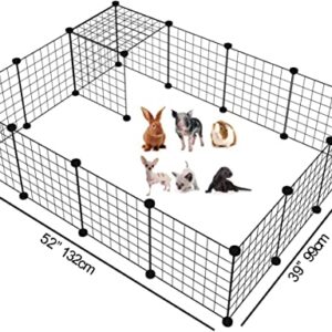 LANGXUN DIY Small Animal, Pet Playpen, Rabbit , Guinea Pig Cages, Puppy, Kitten Playpen | Indoor & Outdoor Portable Metal Wire Yard Fence (16pcs Metal Panels)