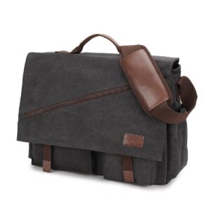 ravuo messenger bag for men,water resistant canvas satchel 15.6 17 inch laptop briefcases business shoulder crossbody bag