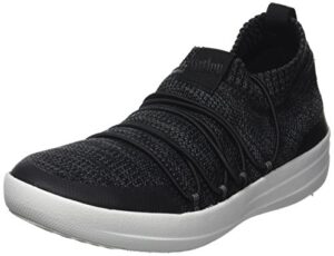 fitflop women's uberknit slip-on ghillie sneakers trainers, multicolour (black/soft grey 546), 3 uk 36 eu
