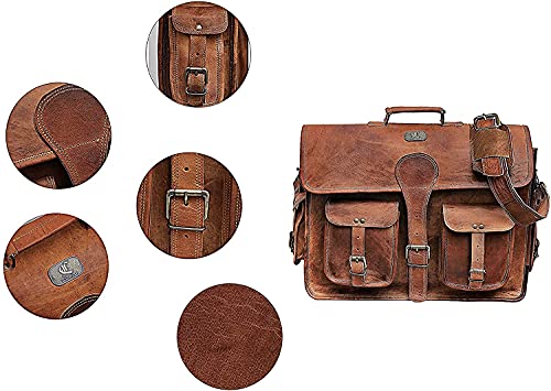 Cuero DHK 16 Inch Vintage Handmade Leather Messenger Bag Laptop Briefcase Computer Satchel Bag for Men & Women (16 Inch Medium)