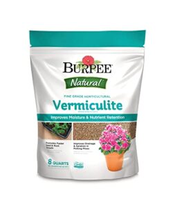 burpee organic horticultural add to potting soil | ideal for seed starting, water retention and plant propagation | 100% natural | 8 quart, 1-pack, vermiculite (8qt)