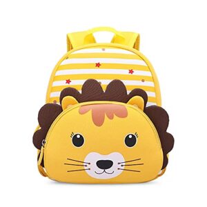 kk crafts toddler backpack, waterproof preschool backpack, 3d cute cartoon neoprene animal schoolbag for kids, lunch box carry bag for boys girls, cute lion