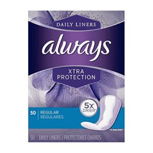 always xtra protection regular daily liners, 50 count (pack of 3)
