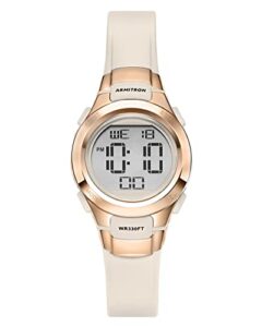 armitron sport women's 45/7012pbh rose gold-tone accented digital chronograph blush pink resin strap watch