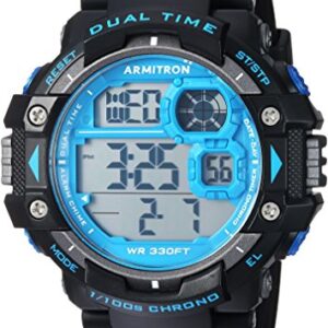 Armitron Sport Men's 40/8309BLU Blue Accented Digital Chronograph Black Resin Strap Watch