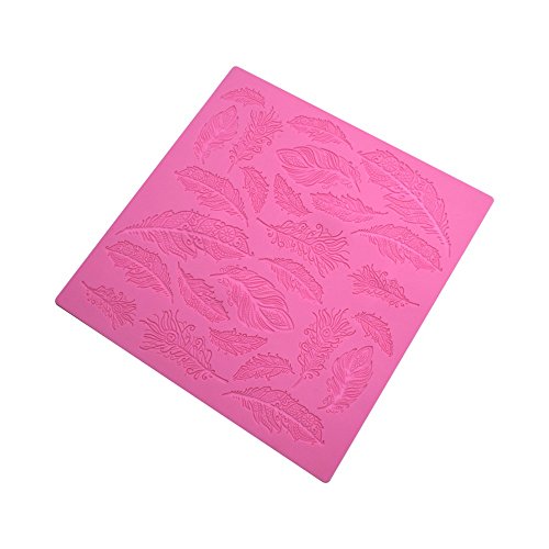 AK ART KITCHENWARE Feather Silicone Cake Lace Mat for Decorating Cake Molds Cupcake Decorations Cookie Tools Pink BLM-28