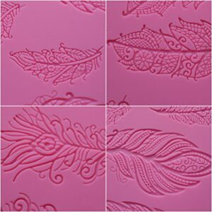 AK ART KITCHENWARE Feather Silicone Cake Lace Mat for Decorating Cake Molds Cupcake Decorations Cookie Tools Pink BLM-28