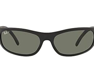 Ray-Ban Men's RB4033 Predator Rectangular Sunglasses, Matte Black/Polarized Green, 60 mm