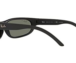 Ray-Ban Men's RB4033 Predator Rectangular Sunglasses, Matte Black/Polarized Green, 60 mm