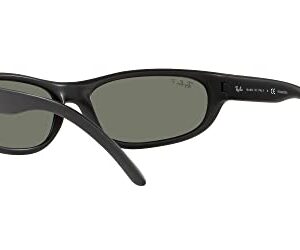 Ray-Ban Men's RB4033 Predator Rectangular Sunglasses, Matte Black/Polarized Green, 60 mm