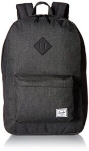 herschel heritage backpack, black crosshatch/black rubber, classic 21.5l